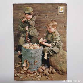 Postais: POSTAL ANECDOTAS DE LA MILI. 1968. ESCRITA (SERVICIO MILITAR, PELANDO PATATAS EN LA COCINA)